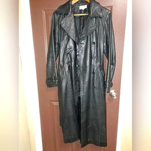 Vintage style leather trench coat